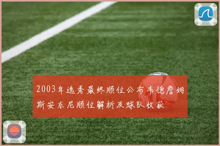 2003年选秀最终顺位公布韦德詹姆斯安东尼顺位解析及球队收获